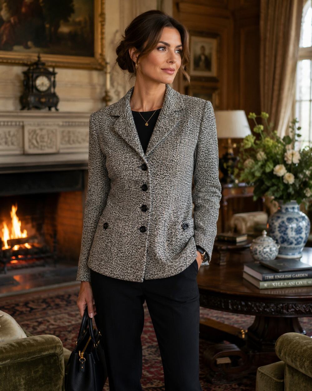 ARMI Roxi Tweed Blazer Tailored Wool Blend Button Jacket